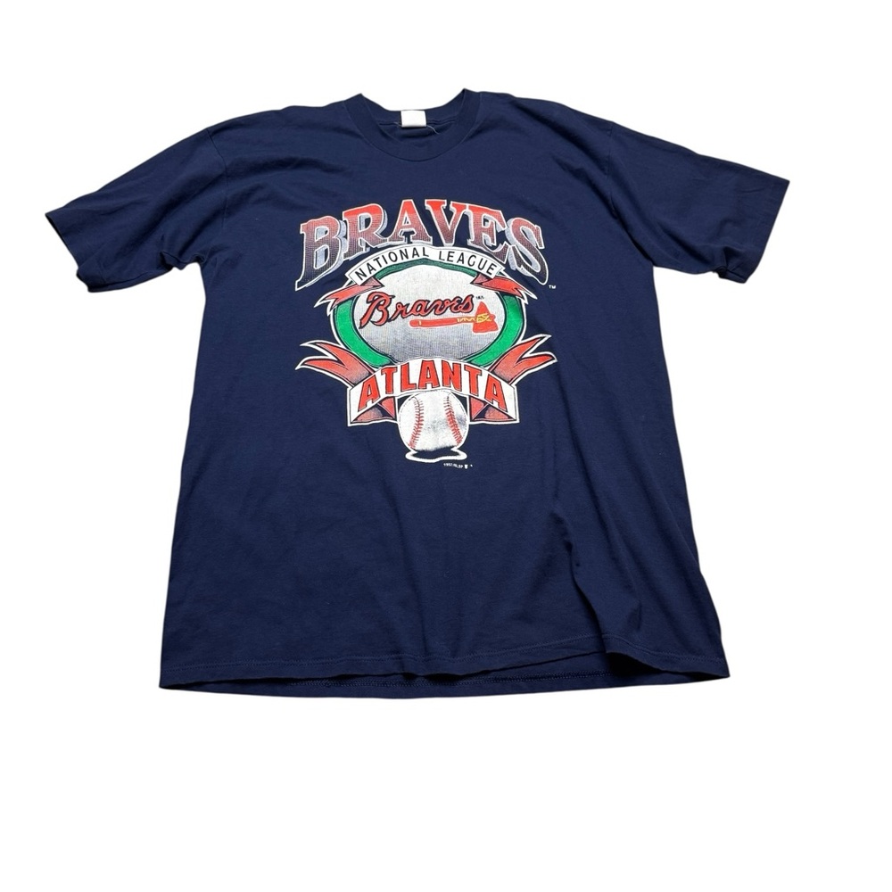 ⚾ Vintage 1992 Atlanta Braves MLB Single Stitch T-Shirt Navy Men’s XXL Cotton ⚾
